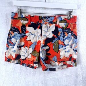 GAP Girlfriend 4 Inch Short Floral Print Orange Blue‎ White Womens SZ 2